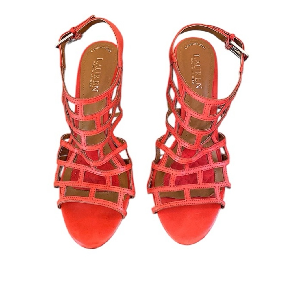 Lauren Ralph Lauren Sandra Red 9.5 Preppy Trendy Quiet Luxury Slingback Heels